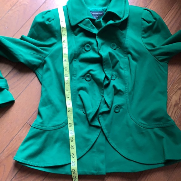 INC International Concepts Green ruffle button down & zipper jacket size Large - Picture 12 of 14